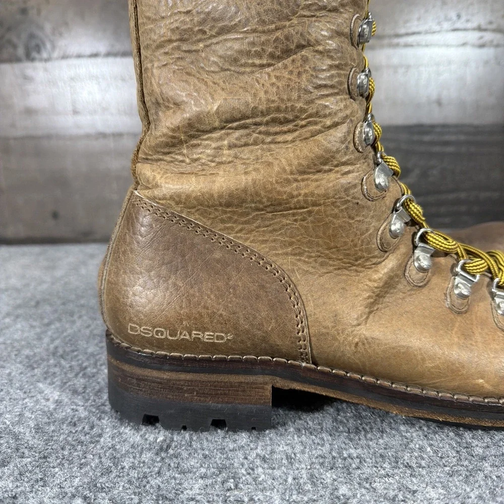 RARE DSQUARED2 Tall Canadian Hiking Boots Leather Archive Maple Leaf Italy 45/12